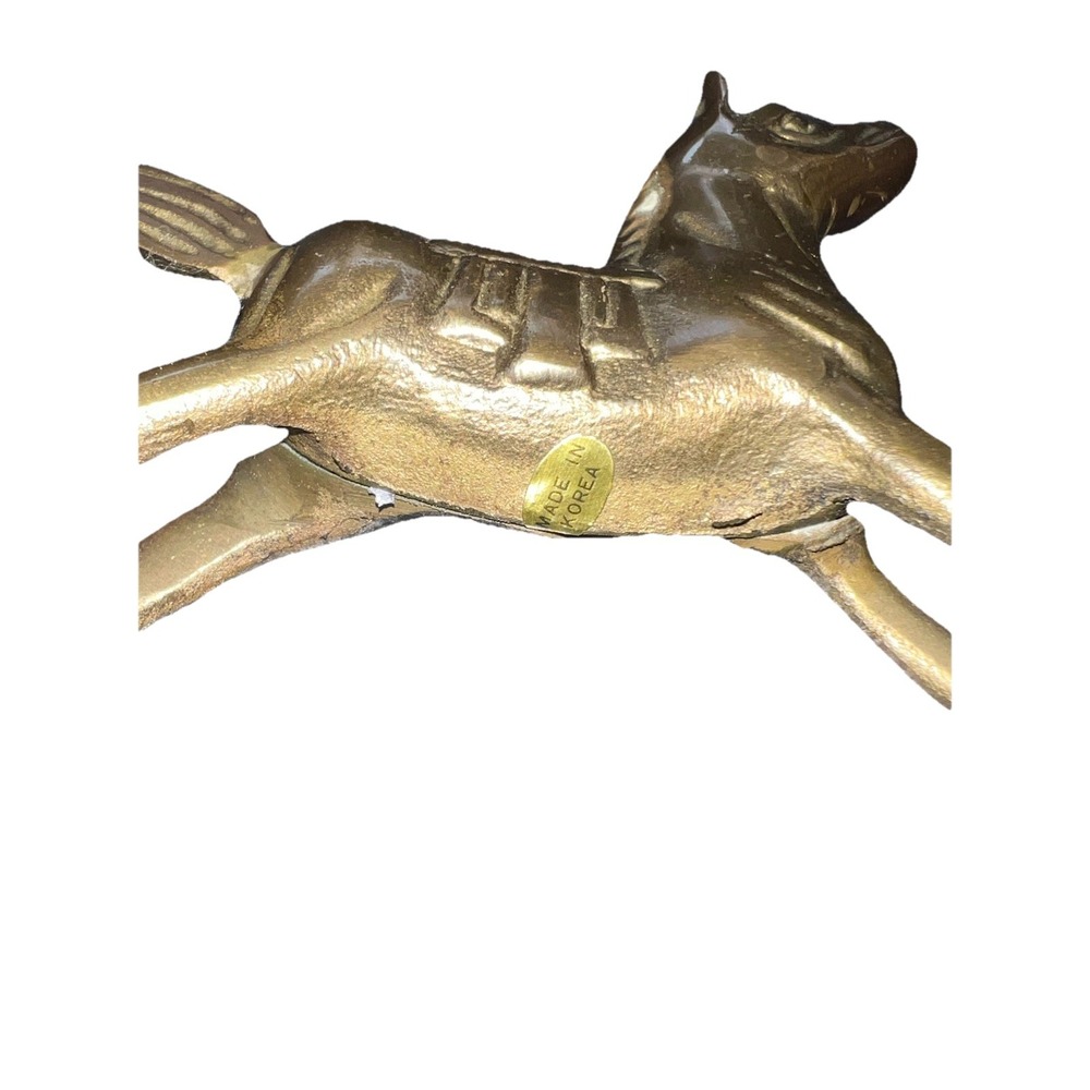 Vintage Solid Brass‎ Rocking Horse Figurine Made In Korea 6"tall 6" Wide - Picture 4 of 6